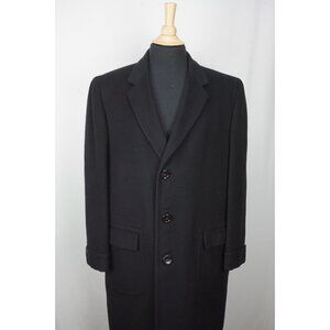 Bonds 1964 VINTAGE Solid Black 100% Cashmere Overcoat Sz 42